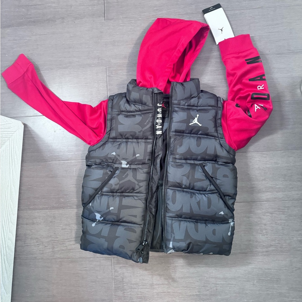 Jordan Kids' Black and Red Hooded Vest